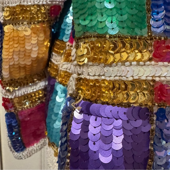 Vintage Laurence Kazar New York Silk Sequin Beaded Jacket Multicolor Pattern NWT - Picture 7 of 7